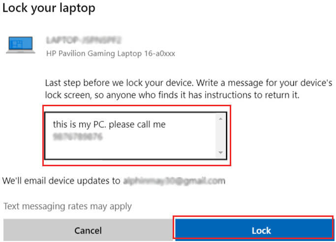Lock-Windows-PC-with-a-Message كيفية قفل جهاز الكمبيوتر Windows 10 عن بُعد من أي مكان
