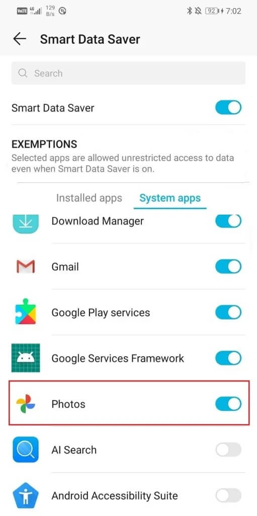 Look-for-Google-Photos-and-make-sure-that-the-toggle-switch-next-to-it-is-ON-511x1024-1 كيفية إصلاح مشكلة Google Photos تعرض صورًا فارغة