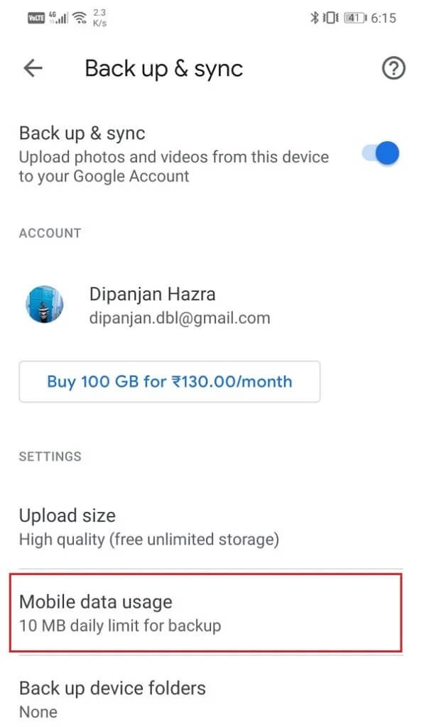 Now-select-the-Mobile-data-usage-option-594x1024-2 10 طرق لإصلاح Google Photos لا تقوم بالنسخ الاحتياطي