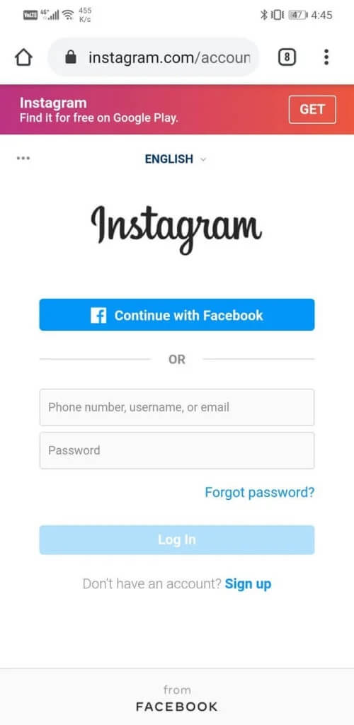 Open-the-login-page-for-Instagram-and-sign-in-with-your-username-and-password-500x1024-1 إصلاح خطأ لا يمكن تحديث تغذية آخر المنشورات لـ Instagram على Android