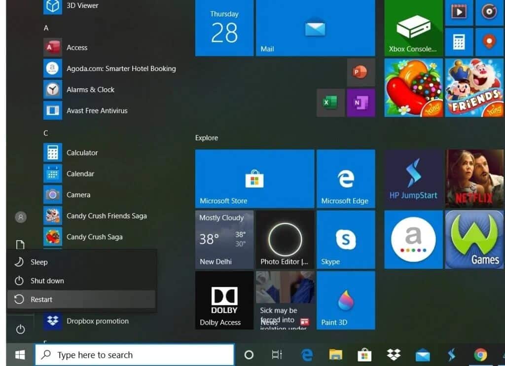 Options-open-up-–-sleep-shut-down-restart.-Choose-restart-1024x742-1 إصلاح صفحة Facebook الرئيسية لا يتم تحميلها بشكل صحيح