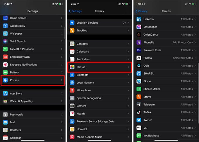 Photo-Privacy-Access-on-iPhone-Settings كيفية تقييد الوصول التطبيقات إلى الصور على iPhone