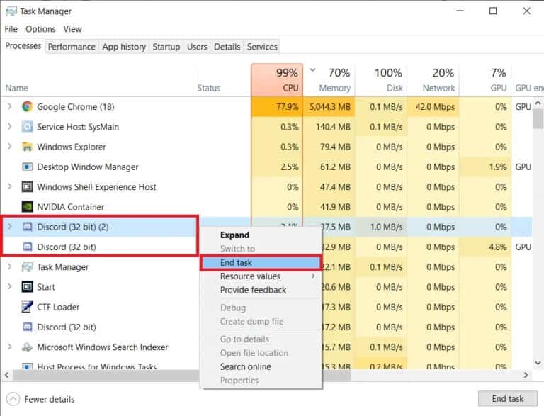 Right-click-on-Discord-process-and-select-End-Task-768x587-1 Discord لا يفتح؟ 7 طرق لإصلاح مشكلة ديسكورد ويب Discord لا يفتح