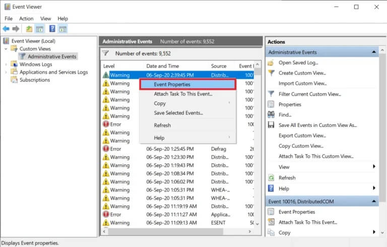 Right-click-on-Red-Screen-of-Death-error-and-select-Event-Properties-768x490-1 إصلاح خطأ شاشة الموت الحمراء (RSOD) على نظام التشغيل Windows 10