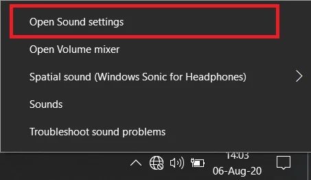 Right-click-on-the-speakervolume-icon-and-select-Open-Sound-Settings إليك طرق لإصلاح لا يمكن سماع الناس على Discord