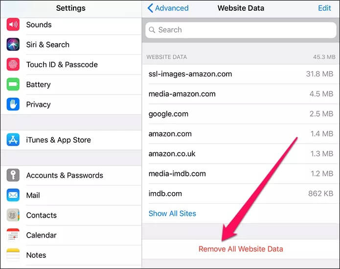 كيفية إصلاح مسح السجل وبيانات موقع الويب لـ Safari غير نشط على iPhone / iPad - %categories