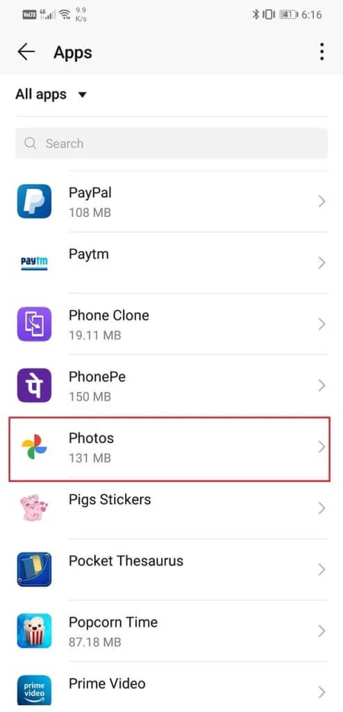Search-for-Google-Photos-and-tap-on-it-to-open-the-app-settings-494x1024-3 كيفية إصلاح مشكلة Google Photos تعرض صورًا فارغة