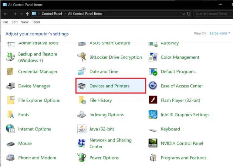 Select-Devices-Printers-768x550-1 إصلاح مشكلات الطابعة الشائعة في نظام التشغيل Windows 10