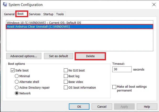 Select-the-Avast-Operating-System-and-click-on-the-Delete-button 5 طرق لإلغاء تثبيت Avast Antivirus تمامًا في Windows 10