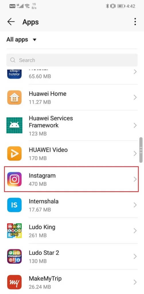 Select-the-Instagram-app-from-the-list-of-apps-502x1024-2 9 طرق لإصلاح عدم عمل Instagram على شبكة Wi-Fi