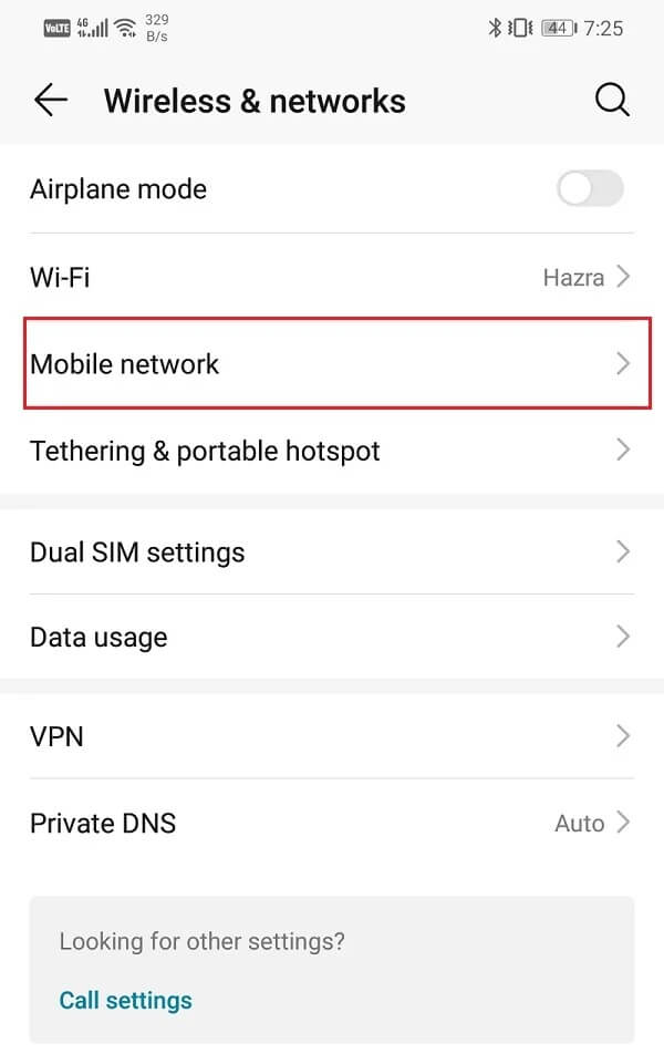 Select-the-Mobile-Network-option كيفية زيادة سرعة الإنترنت على هاتف Android الخاص بك