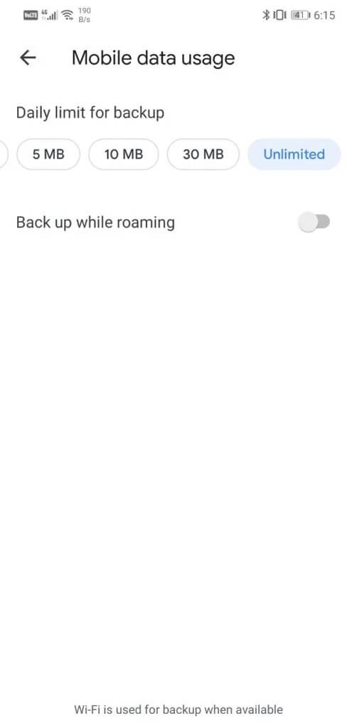 Select-the-Unlimited-option-under-the-Daily-limit-for-the-Backup-tab-502x1024-2 10 طرق لإصلاح Google Photos لا تقوم بالنسخ الاحتياطي