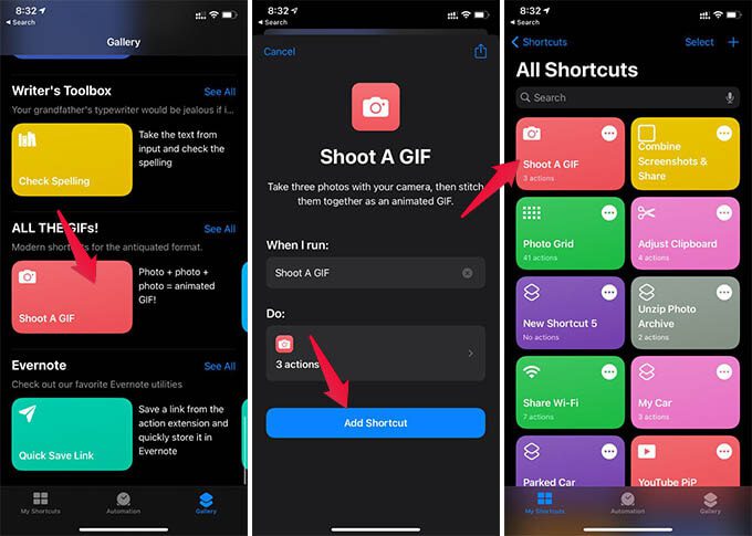 Shoot-A-GIF-Shortcut-on-iPhone- كيفية تصوير وإنشاء صور GIF متحركة على iPhone