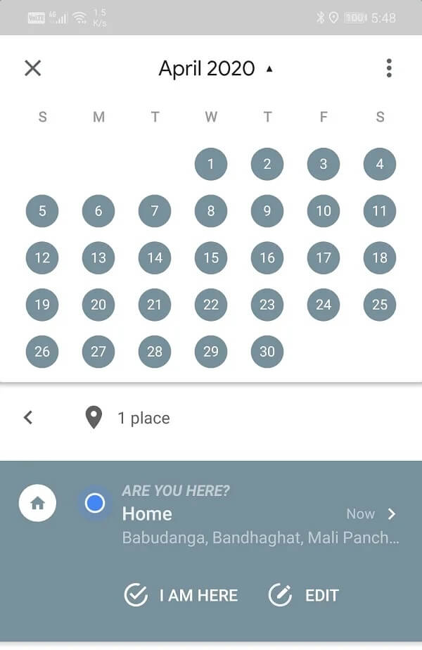 Swipe-right-to-navigate-backward-on-the-calendar كيفية عرض سجل المواقع في Google Maps