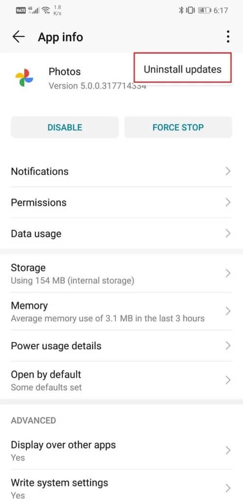 Tap-on-the-uninstall-updates-button-495x1024-2 كيفية إصلاح مشكلة Google Photos تعرض صورًا فارغة