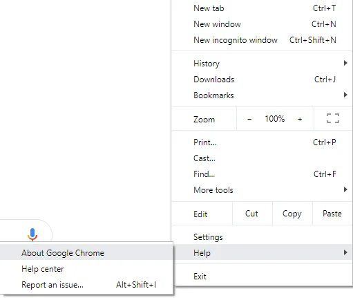 Under-Help-option-click-on-About-Google-Chrome إصلاح صفحة Facebook الرئيسية لا يتم تحميلها بشكل صحيح