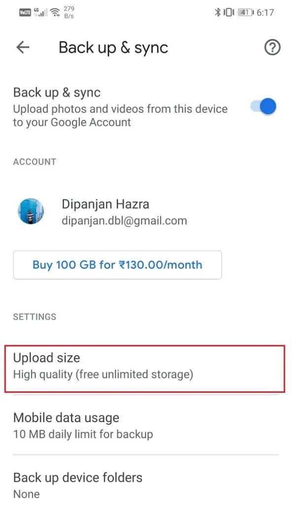 Under-Settings-you-will-find-the-option-called-Upload-size.-Click-on-it-592x1024-2 10 طرق لإصلاح Google Photos لا تقوم بالنسخ الاحتياطي