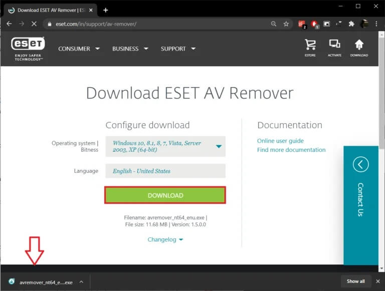 Visit-Download-ESET-AV-Remover-and-download-the-installation-file-768x581-1 5 طرق لإلغاء تثبيت Avast Antivirus تمامًا في Windows 10