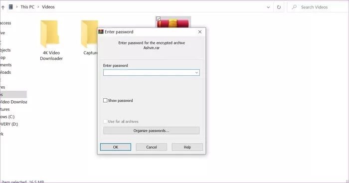 enter-password-winrar_935adec67b324b146ff212ec4c69054f دليل لحماية المجلدات بكلمة مرور في Windows 10