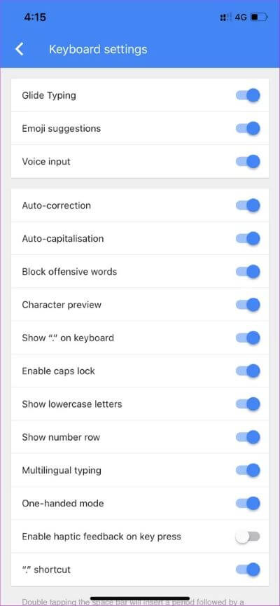 gboard-options_40dd5eab97016030a3870d712fd9ef0f أفضل 5 تطبيقات Swipe Keyboard لأجهزة iPhone