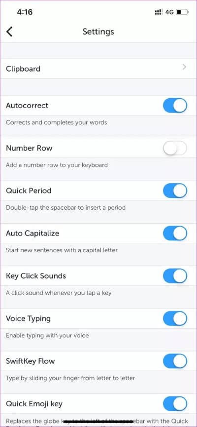swiftkey-options_40dd5eab97016030a3870d712fd9ef0f أفضل 5 تطبيقات Swipe Keyboard لأجهزة iPhone