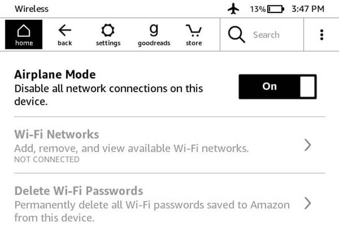 Airplane-Mode-In-Kindle كيف تحصل على أقصى استفادة من قارئ Kindle الإلكتروني