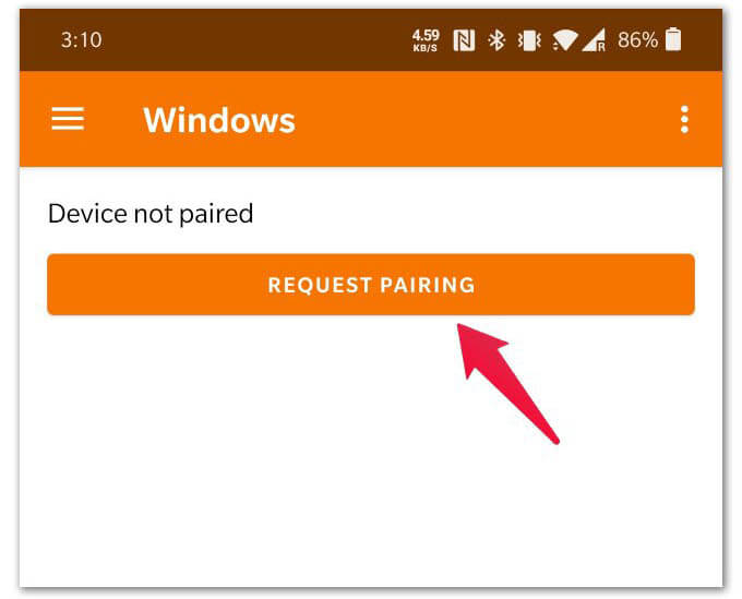 Android-KDE-Connect-Request-Pairing كيفية نسخ النص والرموز التعبيرية وعنوان URL من Android إلى جهاز الكمبيوتر