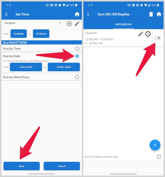 Auto-Reply-set-duration كيفية تعيين رسالة نصية للرد التلقائي في الإجازة على Android