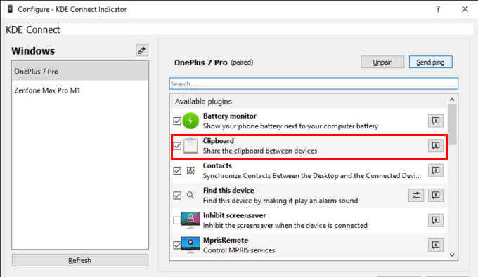 KDE-Connect-PC-Configuration-Window كيفية نسخ النص والرموز التعبيرية وعنوان URL من Android إلى جهاز الكمبيوتر
