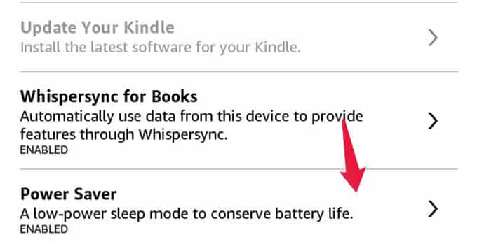 Power-Saver-Mode-In-Kindle كيف تحصل على أقصى استفادة من قارئ Kindle الإلكتروني