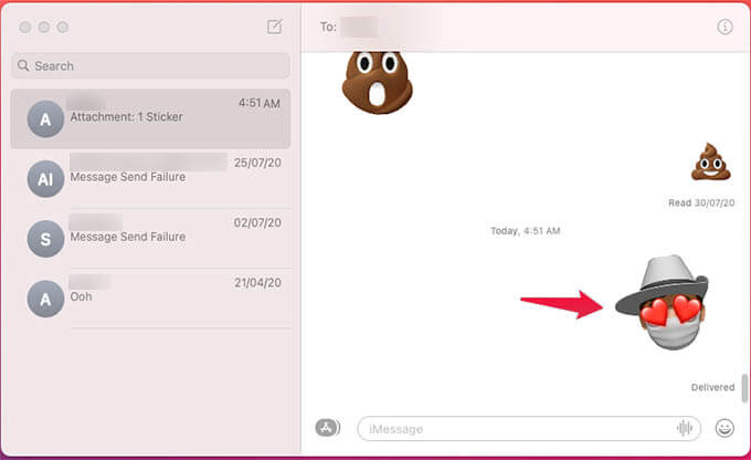 Send-Memoji-Stickers-on-Mac-on-iMessage كيفية الحصول على ملصقات Memoji وإنشائها على جهاز Mac