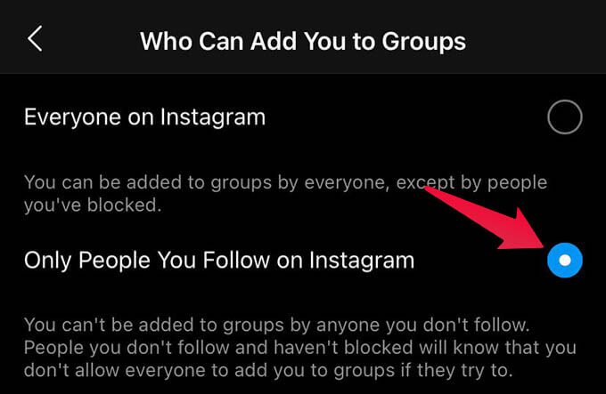 Stop-Being-Added-to-groups-on-Instagram كيفية منع الغرباء من إضافتك إلى مجموعات Instagram