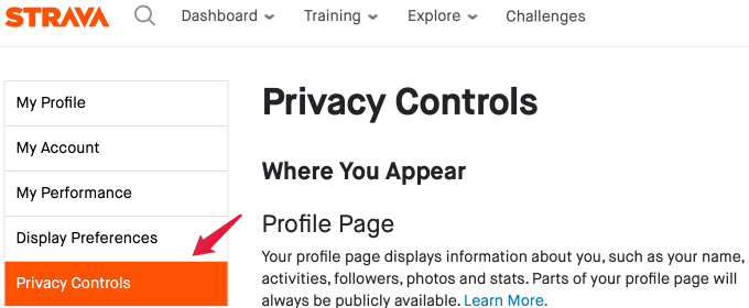 Strava-Privacy-Control-Setting كيفية إخفاء موقع البدء والانتهاء لأنشطة Strava الخاصة بك