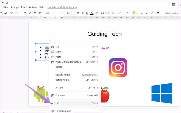 add-links-to-google-slides-25_935adec67b324b146ff212ec4c69054f دليل كامل لإضافة الارتباطات التشعبية في Google Slides على الهاتف المحمول والكمبيوتر
