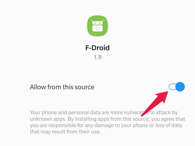 turn-on-apk-install-F-droid-android كيفية تثبيت متجر تطبيقات App Stores البديلة على Android