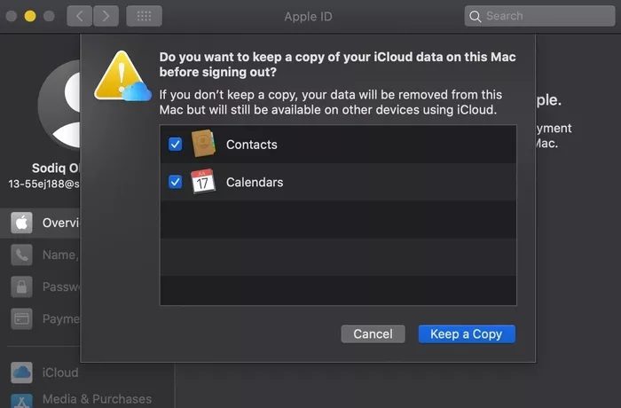 ماذا يحدث عند تسجيل الخروج من معرف Apple ID على Mac - %categories