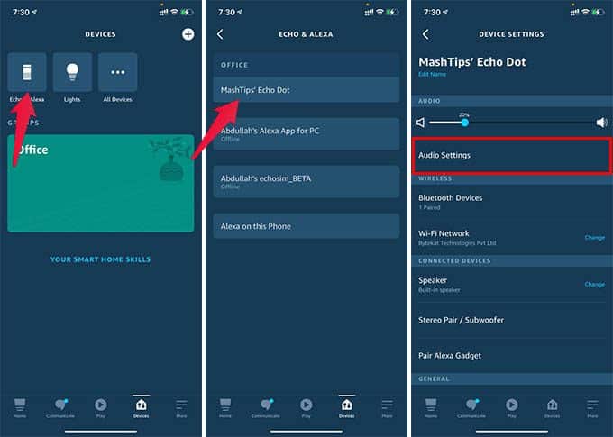 Audio-Settings-on-Alexa-App-for-Amazon-Echo-Dot كيفية زيادة صوت الجهير من Amazon Echo أو Echo Dot Speaker
