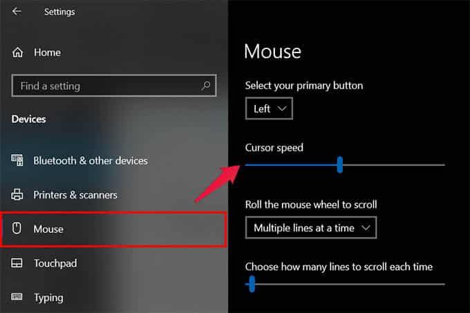Change-Windows-10-Mouse-Cursor-Speed كيفية جعل مؤشر الماوس أكبر وأسرع على نظام التشغيل Windows 10