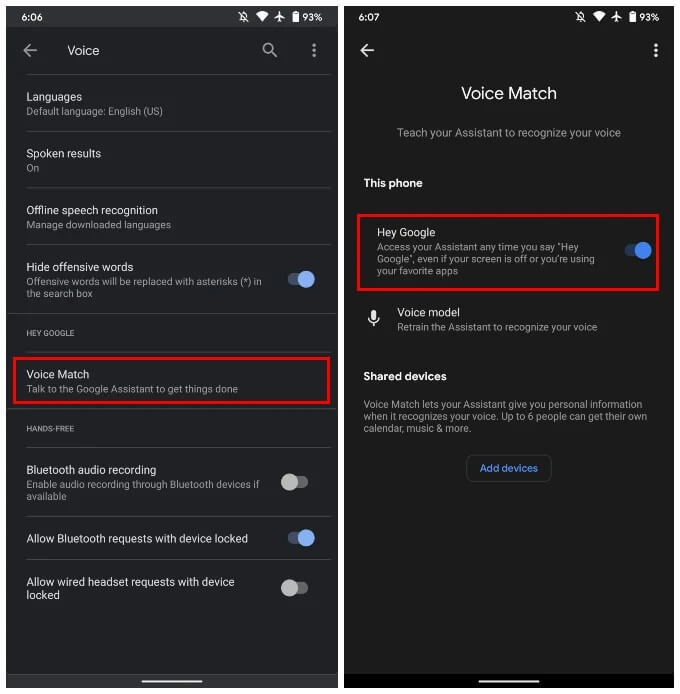Disable-Voice-match-on-Android كيفية تعطيل OK Google والاستماع دائمًا على Android