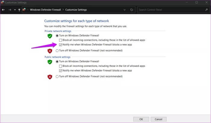 Enable-Disable-Windows-10-Firewall-Notifications-8_935adec67b324b146ff212ec4c69054f أفضل طريقتين لتمكين أو تعطيل إشعارات جدار حماية Windows 10