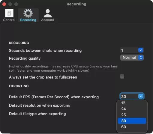 FPS-Option-Hustl-app_4d470f76dc99e18ad75087b1b8410ea9 كيفية تسجيل فيديو بفاصل زمني لشاشة Mac