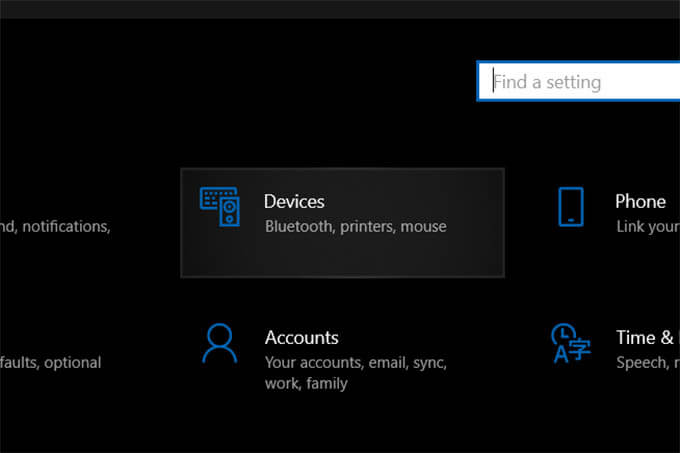 Go-to-Windows-10-Devices-Settings كيفية جعل مؤشر الماوس أكبر وأسرع على نظام التشغيل Windows 10