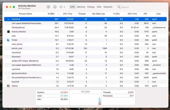 activity-monitor_935adec67b324b146ff212ec4c69054f أفضل 8 إصلاحات لمشكلات المزامنة لـ OneDrive Sync على Mac
