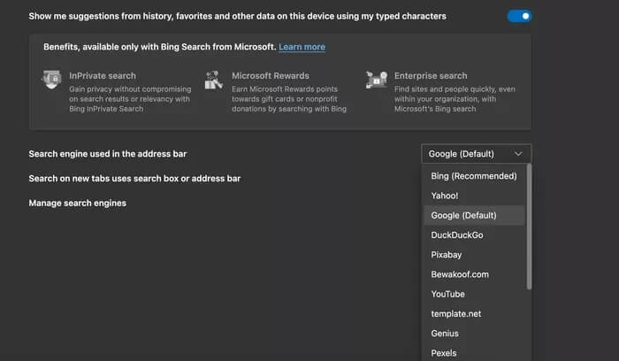 change-google-search-engine_935adec67b324b146ff212ec4c69054f أفضل 6 طرق لإصلاح مشكلات الشاشة السوداء لـ Microsoft Edge على Windows 10