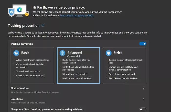 disable-tracking_935adec67b324b146ff212ec4c69054f أفضل 6 طرق لإصلاح مشكلات الشاشة السوداء لـ Microsoft Edge على Windows 10