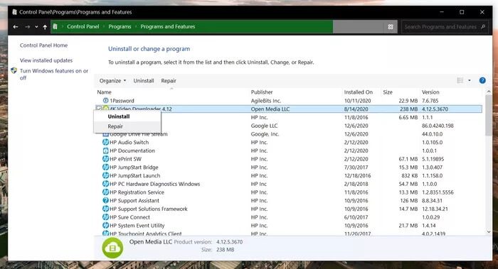 uninstall-from-control-panel_935adec67b324b146ff212ec4c69054f أفضل 5 طرق لإصلاح وميض الشاشة على Windows 10
