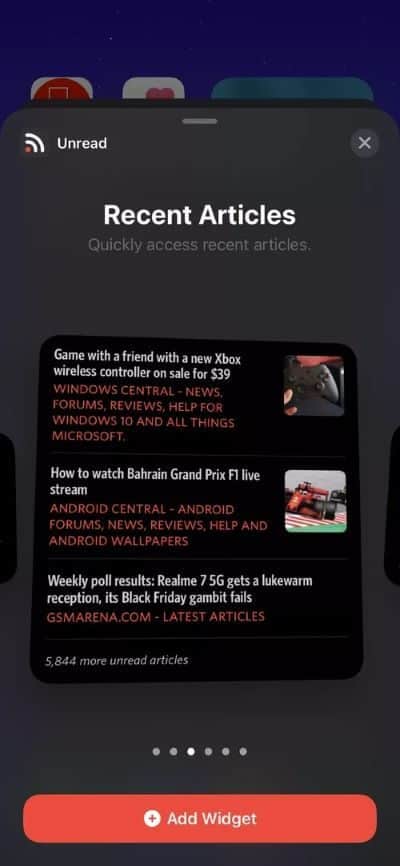 unread-widgets_40dd5eab97016030a3870d712fd9ef0f Reeder مقابل Unread: أي تطبيق قارئ موجز ويب لـ RSS هو الأفضل على iPhone