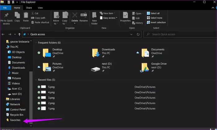 Replace-Quick-Access-With-Favorites-in-Windows-10-6_935adec67b324b146ff212ec4c69054f كيفية استبدال الوصول السريع بالمفضلة في Windows 10
