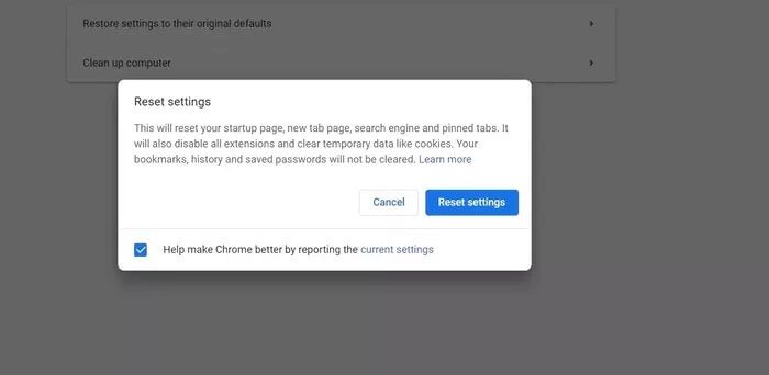 reset-chrome-settings_935adec67b324b146ff212ec4c69054f أفضل 7 طرق لإصلاح خطأ الشاشة البيضاء في Google Chrome على Windows 10