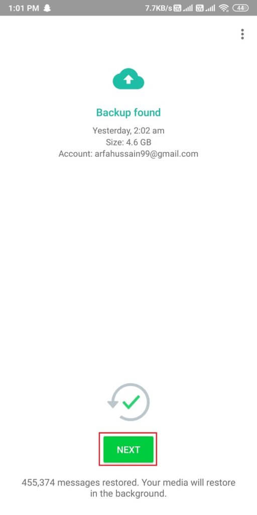 Click-Next-to-complete-the-backup-process.-512x1024-1 كيفية استعادة النسخة الاحتياطية لـ Whatsapp من Google Drive إلى iPhone